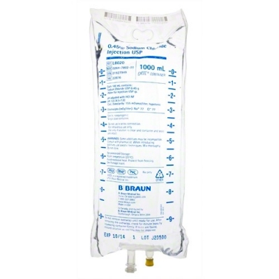 BRAUN 1000ML, 0.45% SODIUM CHLORIDE INJ, USP  L8020/ Q8020 NDC  00264780200