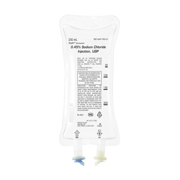 ICUMED 250mL 0.45% Sodium Chloride Injection, USP NDC 00990798502 Non-Returnable Case 24