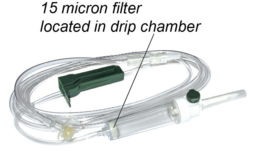 IV SET, 15 MICRON FILTER, 85", 20 DROPS/ML, Y-SITE, NON-DEHP, LATEX-FREE, VENTED SPIKE MEDIGRATIVE 001 (M001) IV ADMINISTRATION