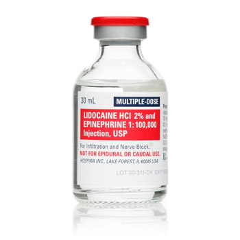 LIDOCAINE 2% WITH EPI LIDOCAINE HYDROCHLORIDE AND EPINEPHRINE INJECTION 1:100,000, USP, MDV, 2% 20MG/ML (600MG/30ML), 30ML NDC  00409318202 NON-RETURNABLE