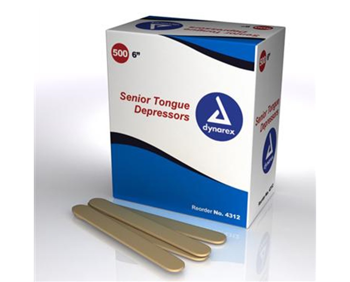 TONGUE DEPRESSORS WOOD, SENIOR 6", NON-STERILE, 500 BX 4312, 72000