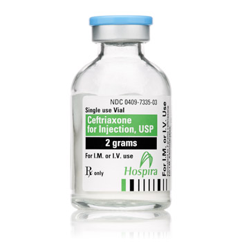 CEFTRIAXONE 2GM INJ, USP, SDV, 10 PK NDC 00409733503 NON-RETURNABLE