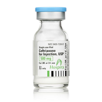 CEFTRIAXONE 500MG INJ, USP, SDV, 10 PK NDC 00409733801 NON-RETURNABLE