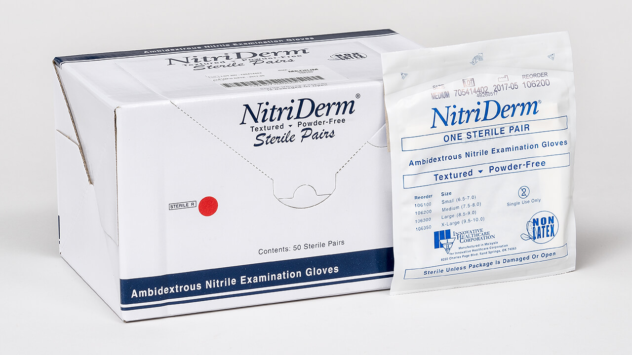 NITRIDERM NITRILE STERILE EXAM GLOVES BLUE NOT CHEMO APPROVED