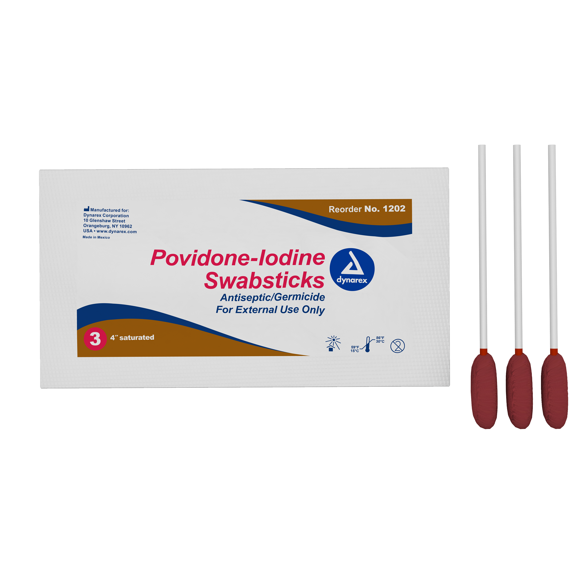 POVIDONE IODINE SWABSTICKS 3'S, 25 BX 1202