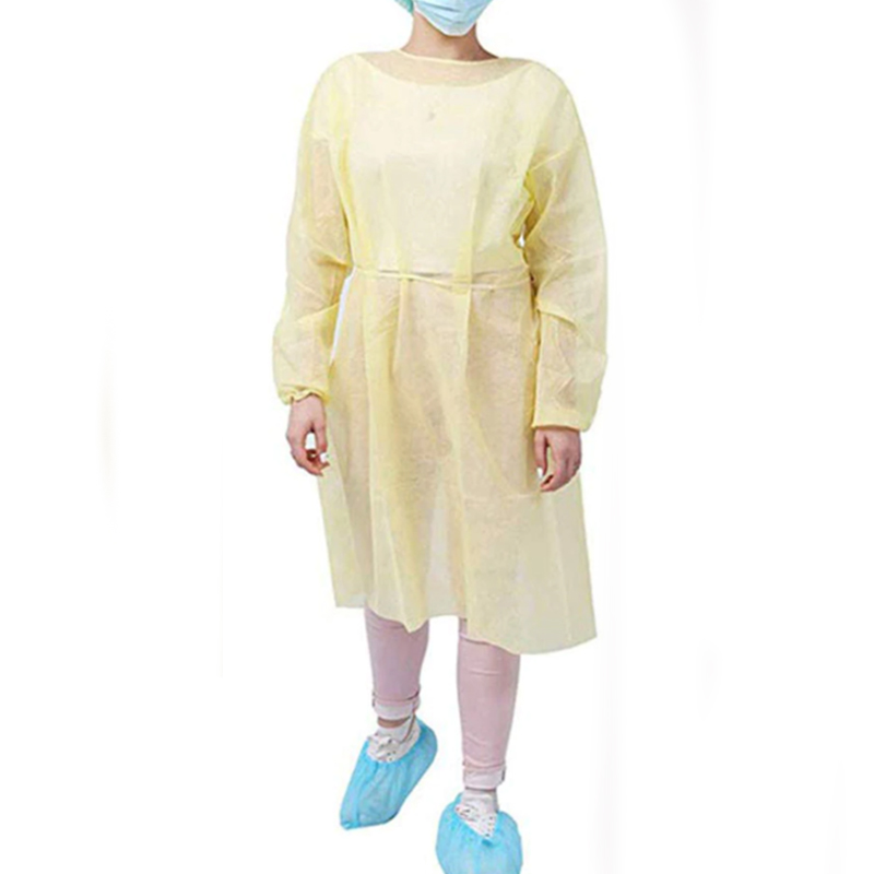 MEDIGRATIVE ISOLATION GOWN, FLUID RESISTANT, POLYETHYLENE, YELLOW, 10 PK.