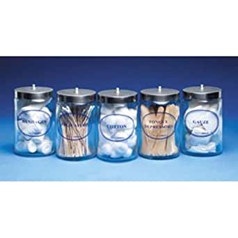 SUNDRY GLASS JARS, BLUE IMPRINT, STAINLESS STEEL LIDS, 7"H x 4¼"Dia, 5 BX 4010 NON-RETURNABLE