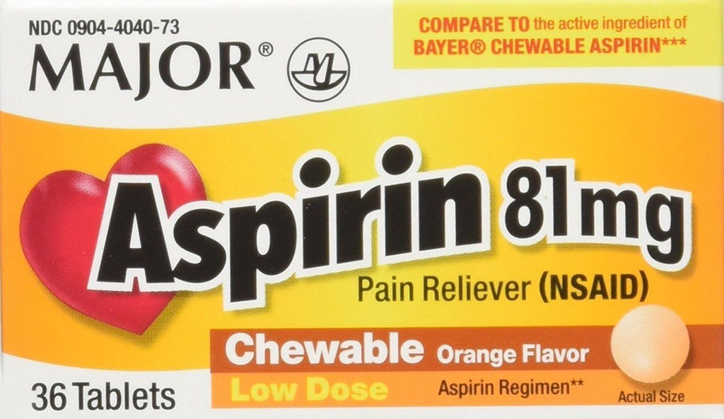 ASPIRIN CHEWABLE TAB 81MG, 36 BTL NDC 00904404073 NON-RETURNABLE