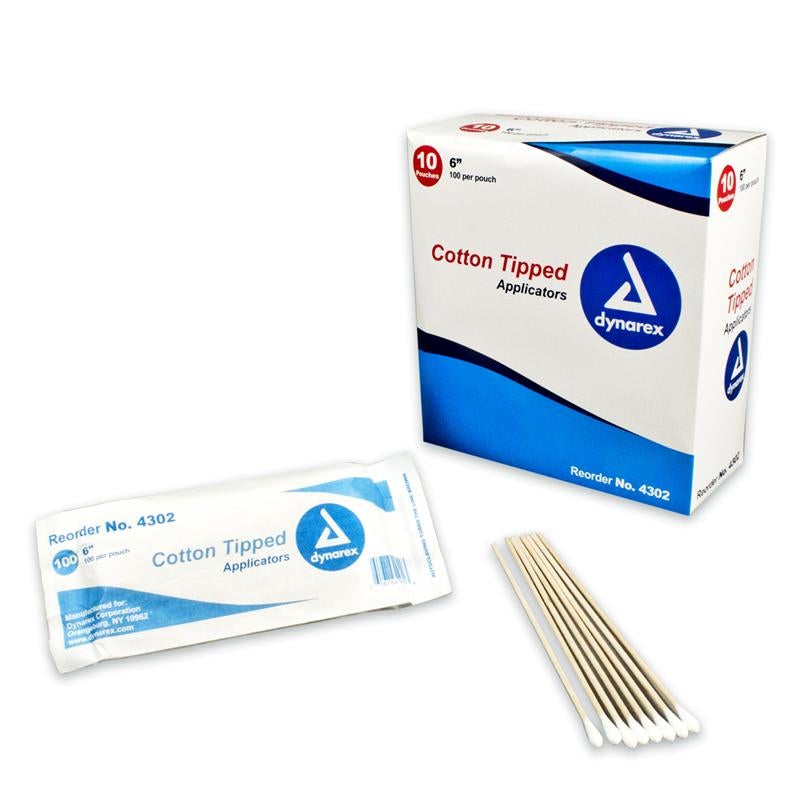 COTTON TIPPED WOOD APPLICATOR 6", NON-STERILE, 1000 BX  4302