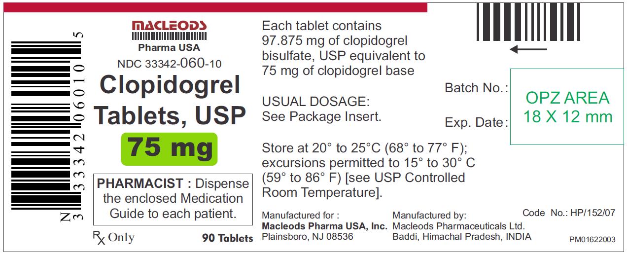 CLOPIDOGREL (PLAVIX) TAB 75MG, 90 BTL NDC 50228012490 NON-RETURNABLE