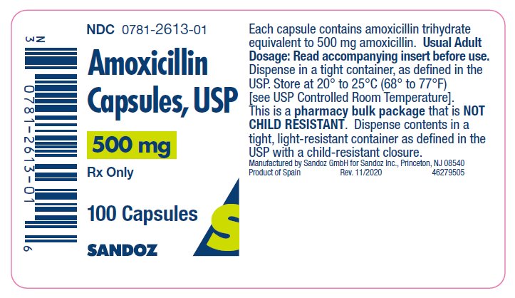 AMOXICILLIN 500MG CAP, 100 BTL NDC 57237003101 NON-RETURNABLE