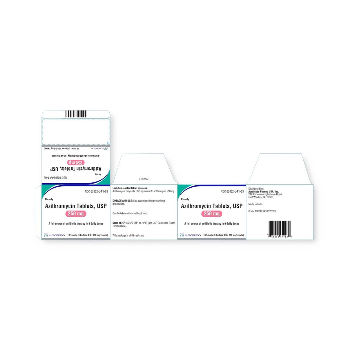 AZITHROMYCIN 250MG 3X6 NDC 68094090018 NON-RETURNABLE