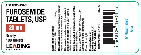 FUROSEMIDE TAB 20MG, 100 BTL NDC 64980056201 NON-RETURNABLE