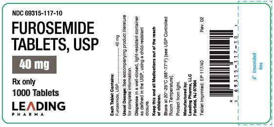 FUROSEMIDE TAB 40MG, 1000 BTL NDC 64980056310 NON-RETURNABLE