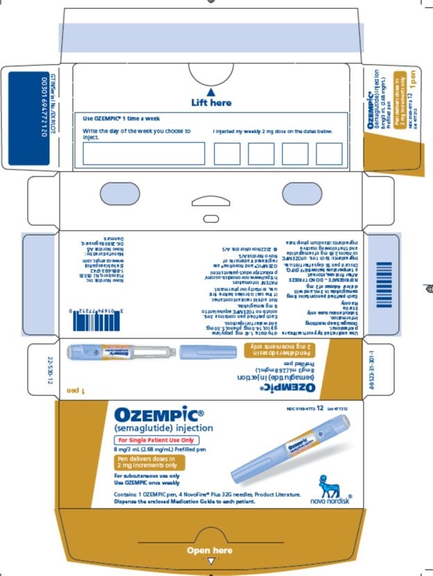 OZEMPIC PEN 2MG/0.75ML (8MG/3ML), 3ML NDC # 00169477212 NON-RETURNABLE SHIP IN ICE - Image 2