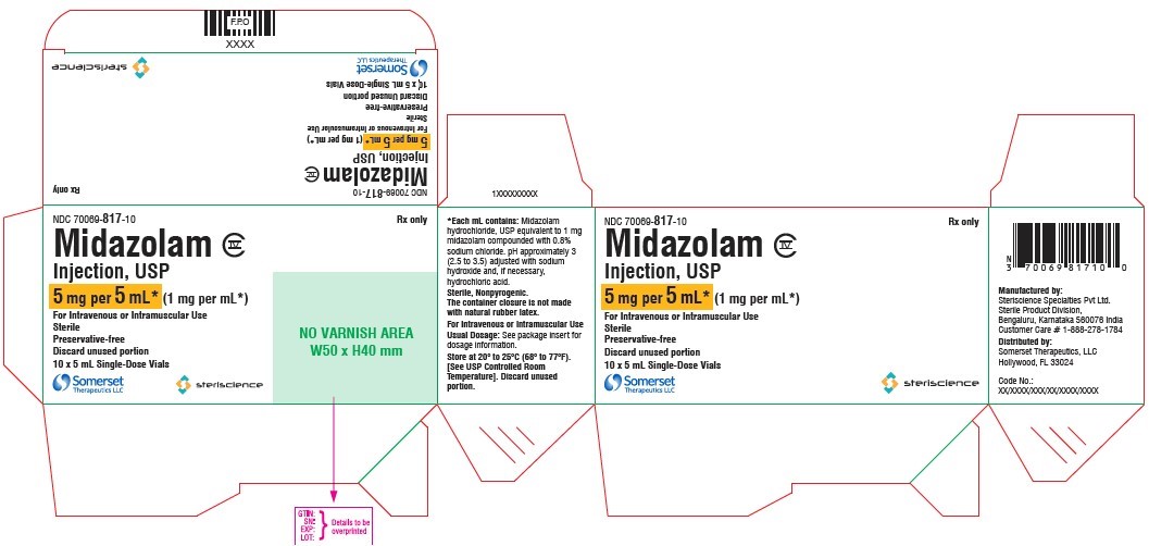 SOMERSET MIDAZOLAM INJ, USP 1MG/ML, SDV, 10X 5ML NDC 70069081710 CONTROLLED (C4) NON-RETURNABLE - Image 3