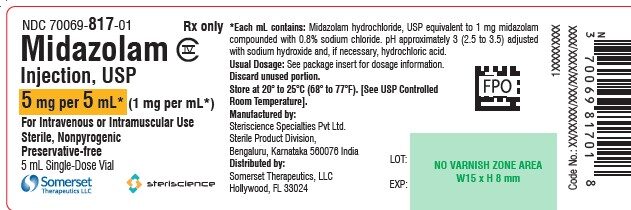 SOMERSET MIDAZOLAM INJ, USP 1MG/ML, SDV, 10X 5ML NDC 70069081710 CONTROLLED (C4) NON-RETURNABLE - Image 2