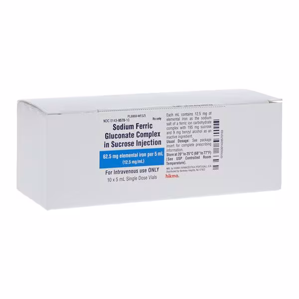 SODIUM FERRIC (FERRLECIT) 62.5MG, SDV, 10X5ML NDC 00143957010 NON-RETURNABLE - Image 2