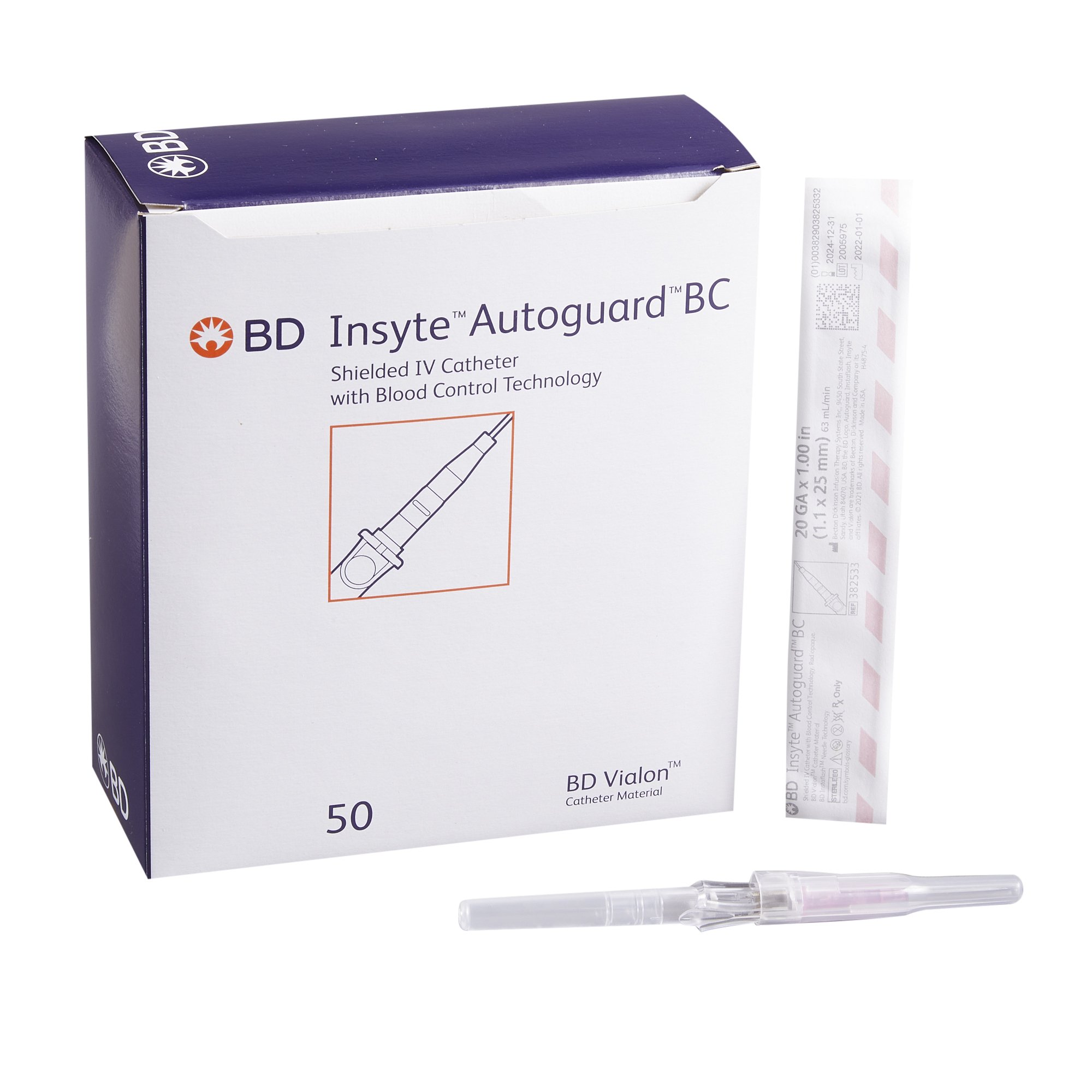 BD INSYTE AUTOGUARD BLOOD CONTROL (BC) SAFETY IV PERIPHERAL CATHETER WITH PUSH-BUTTON SHIELDING, 50/BOX (BD BC Catheters) - Image 7