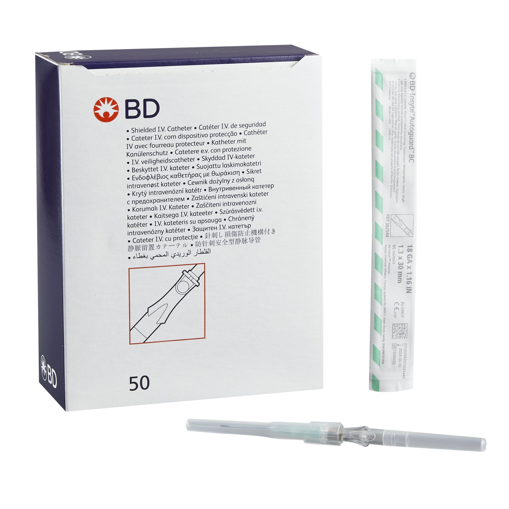 BD INSYTE AUTOGUARD BLOOD CONTROL (BC) SAFETY IV PERIPHERAL CATHETER WITH PUSH-BUTTON SHIELDING, 50/BOX (BD BC Catheters) - Image 3
