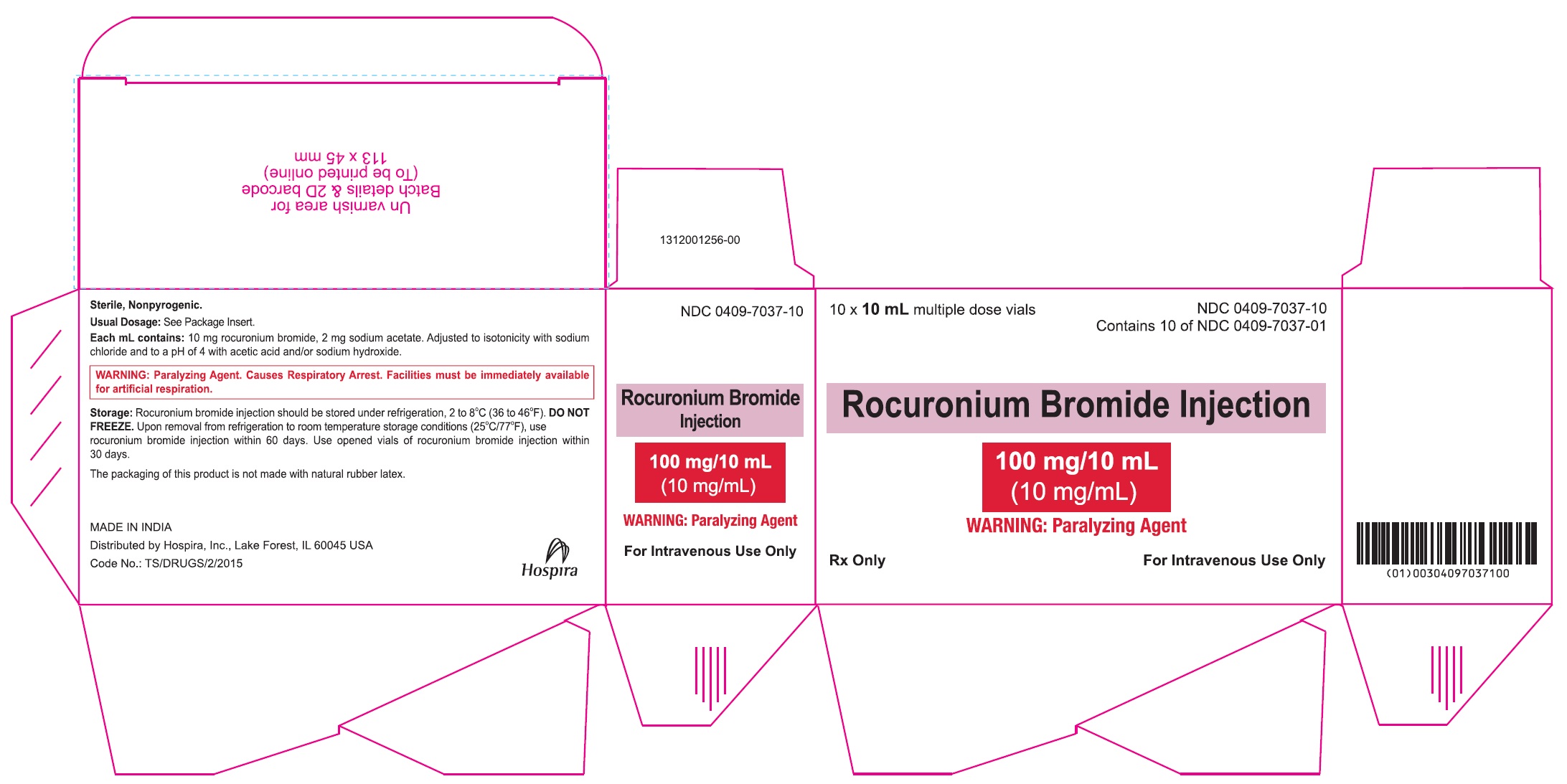 ROCURONIUM BROMIDE INJ, 100MG/10ML, MDV, 1X10 NDC 00409703710 NON-RETURNABLE SHIP IN ICE - Image 2